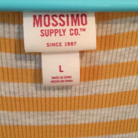 Yellow & grey striped swingy dress size large - Picture 2 of 2